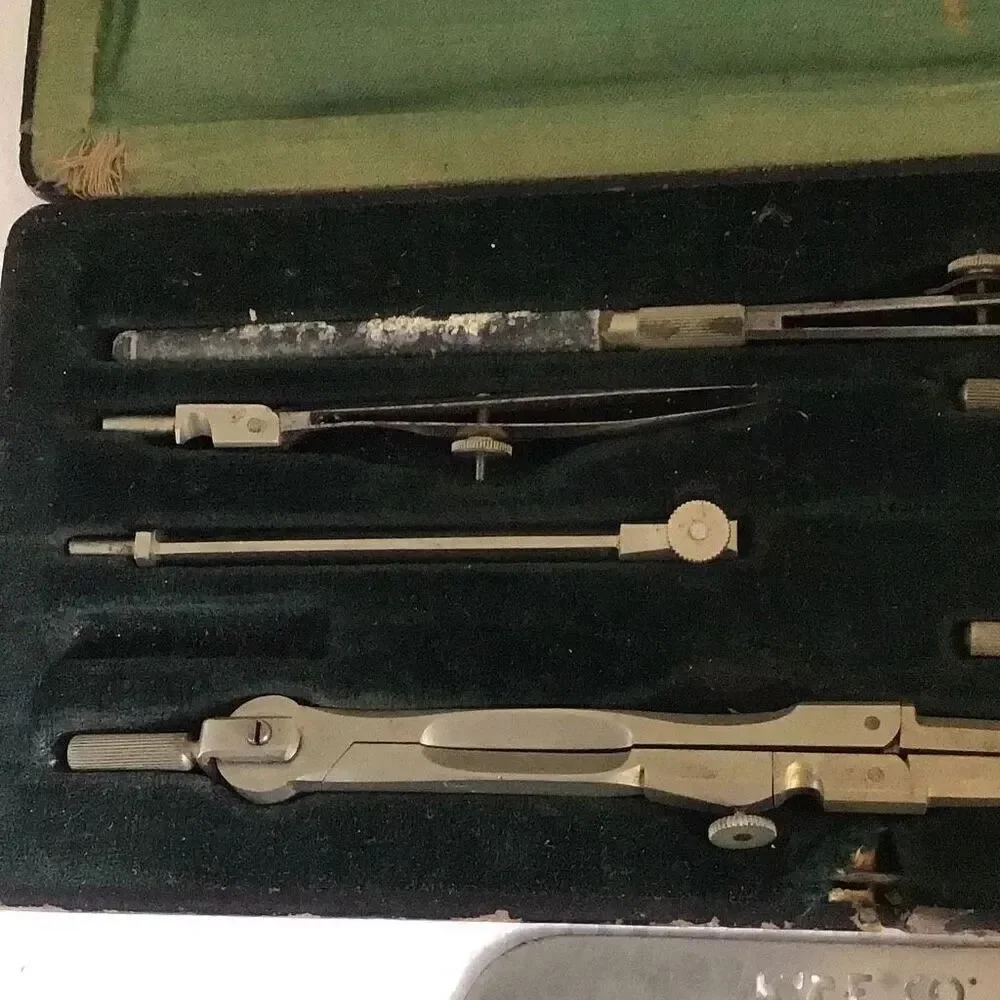 Vintage brown and somebody Philadelphia drafting tools set